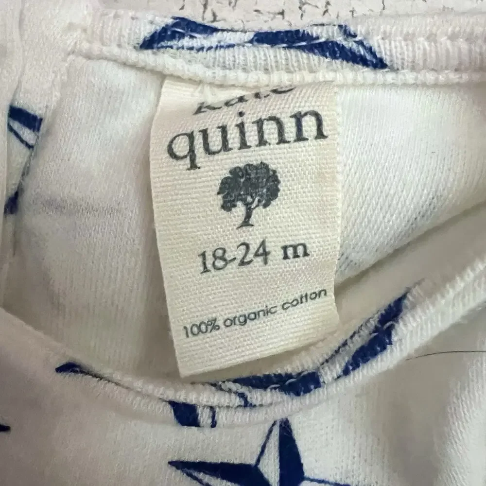 Kate Quinn Girls Dress 18–24M Organic Cotton Blue Star Print Long Sleeve Baby